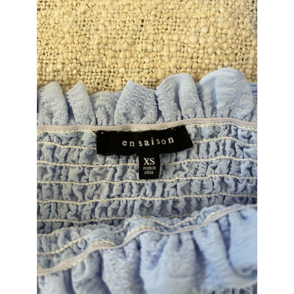En Saison Periwinkle Blue Smocked Crop Top Size XS - Picture 6 of 6